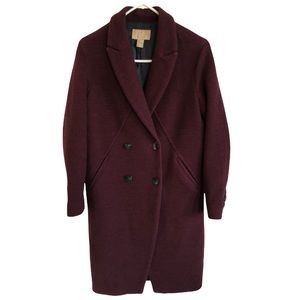 H&M Maroon Burgundy Wrap Cocoon Coat Jacket Size 2